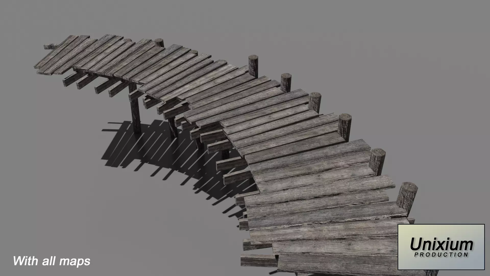 Wooden Bridge Low-poly 3D model_0