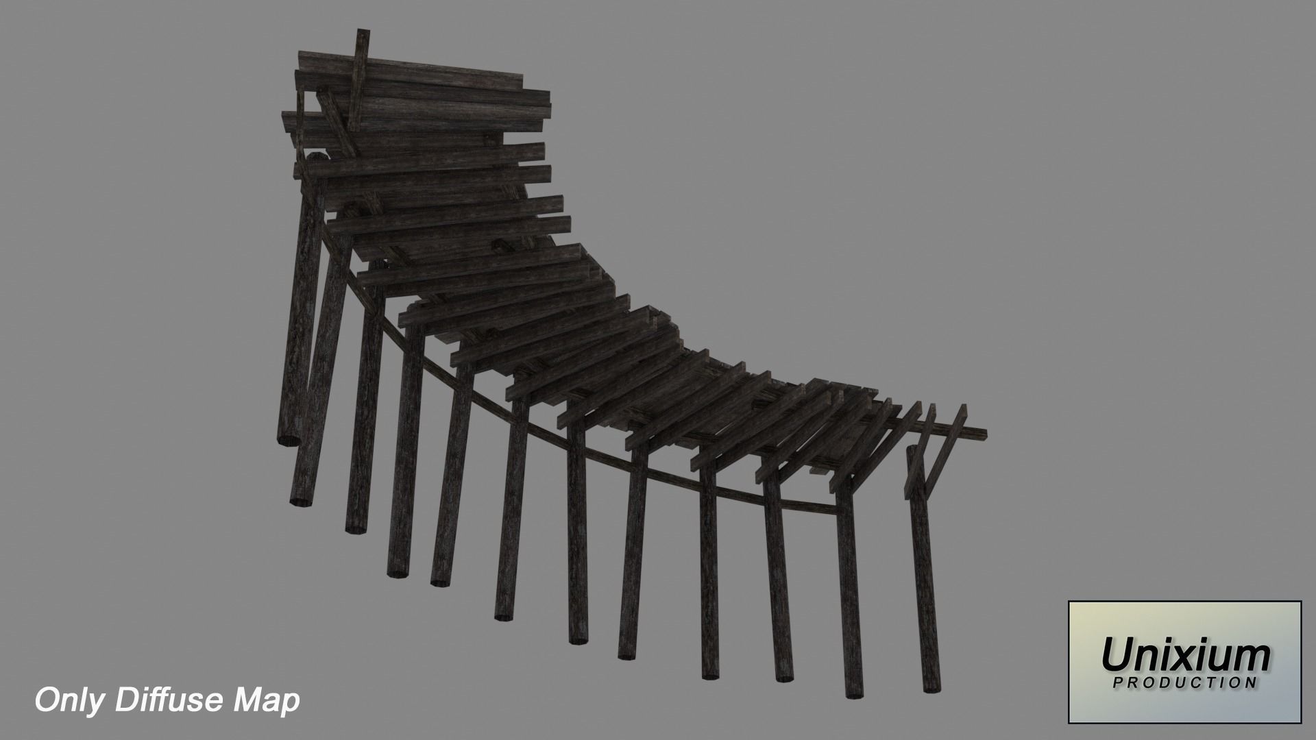 Wooden Bridge Low-poly 3D model_5