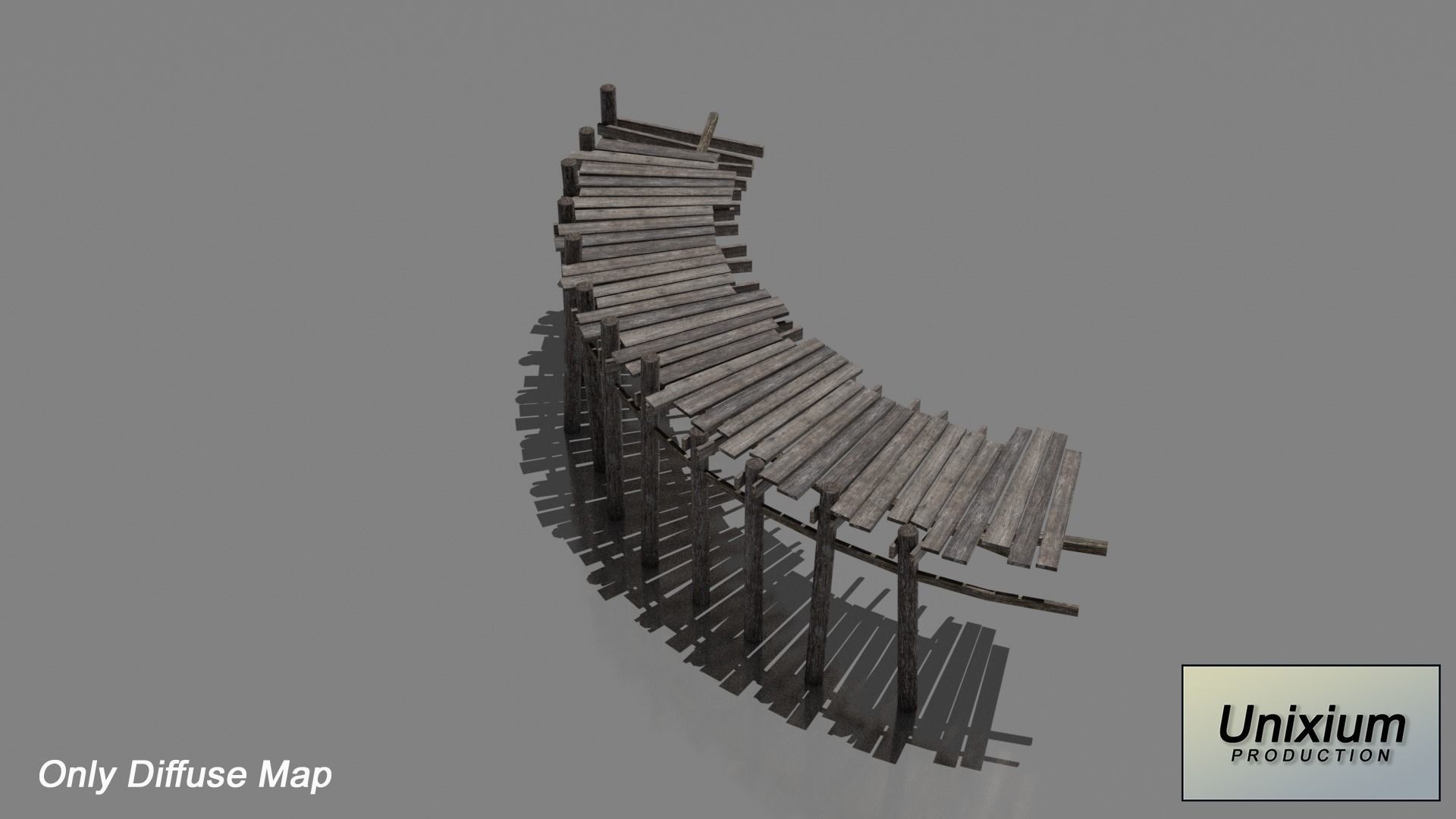 Wooden Bridge Low-poly 3D model_4