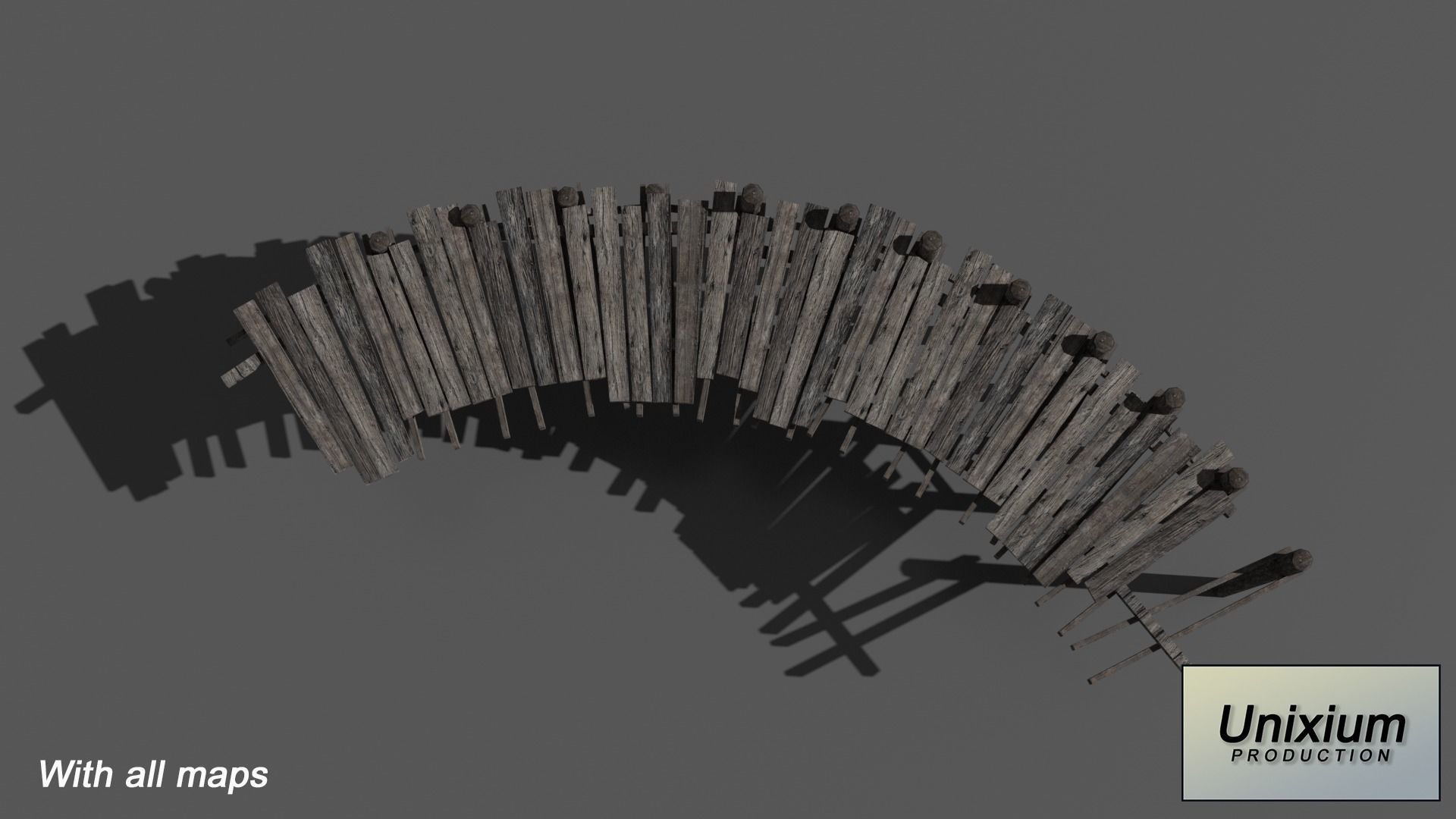 Wooden Bridge Low-poly 3D model_1