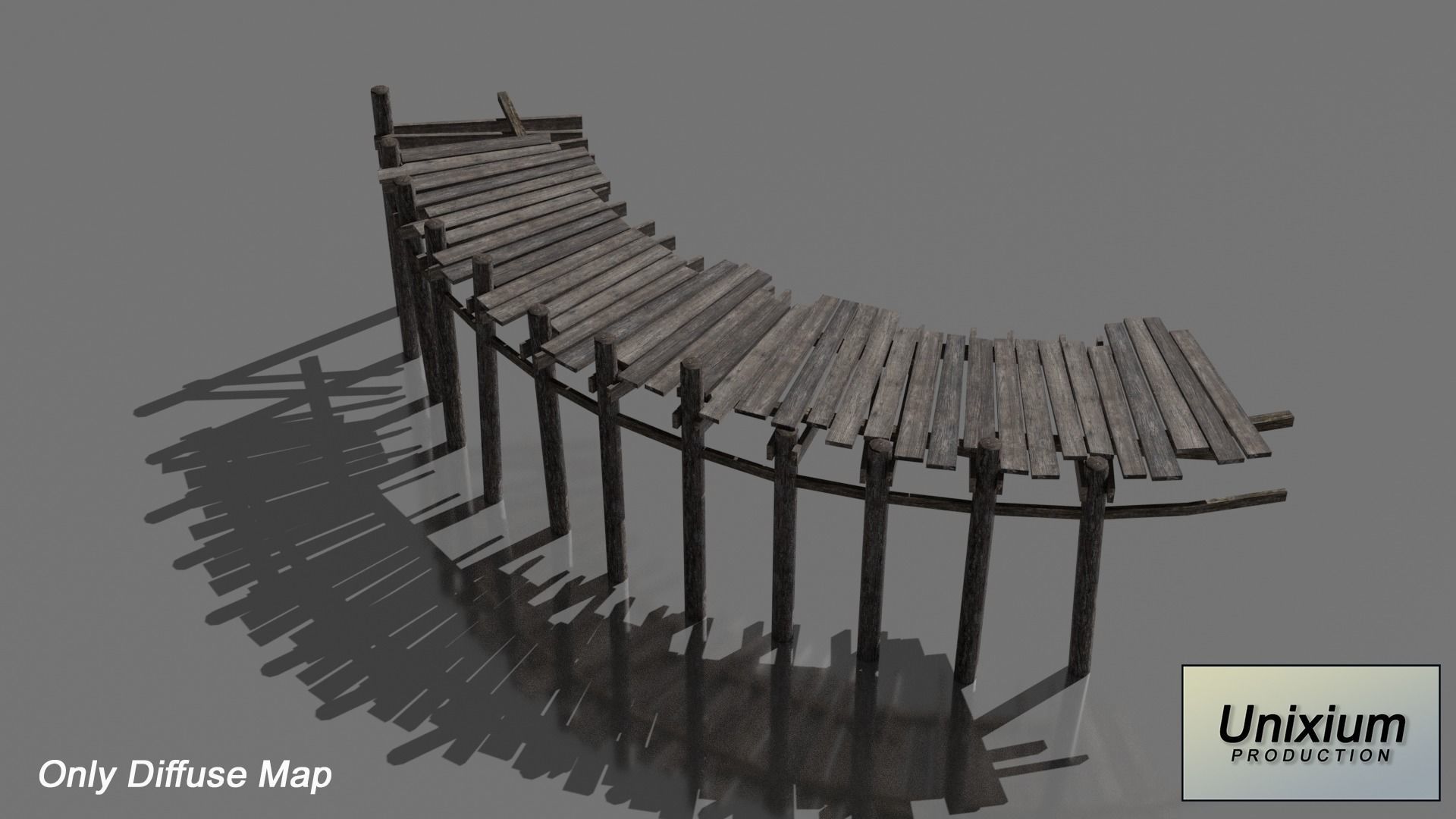 Wooden Bridge Low-poly 3D model_2