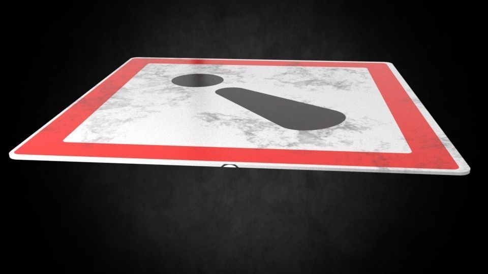Warning symbol Low-poly 3D model_8