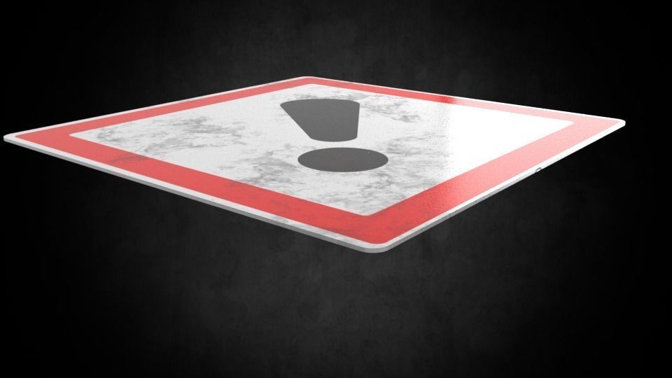 Warning symbol Low-poly 3D model_4