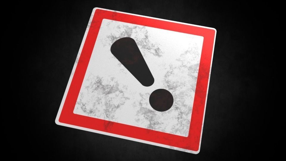 Warning symbol Low-poly 3D model_2