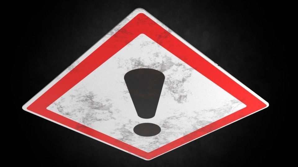 Warning symbol Low-poly 3D model_5
