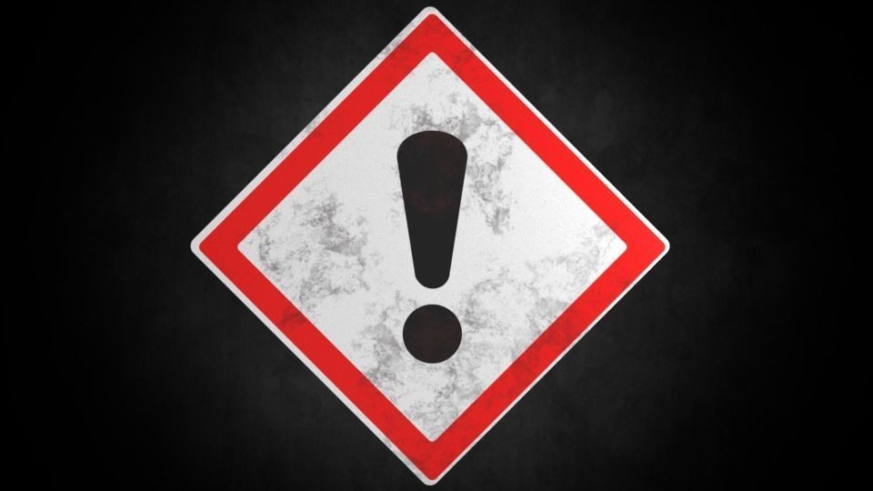 Warning symbol Low-poly 3D model_1