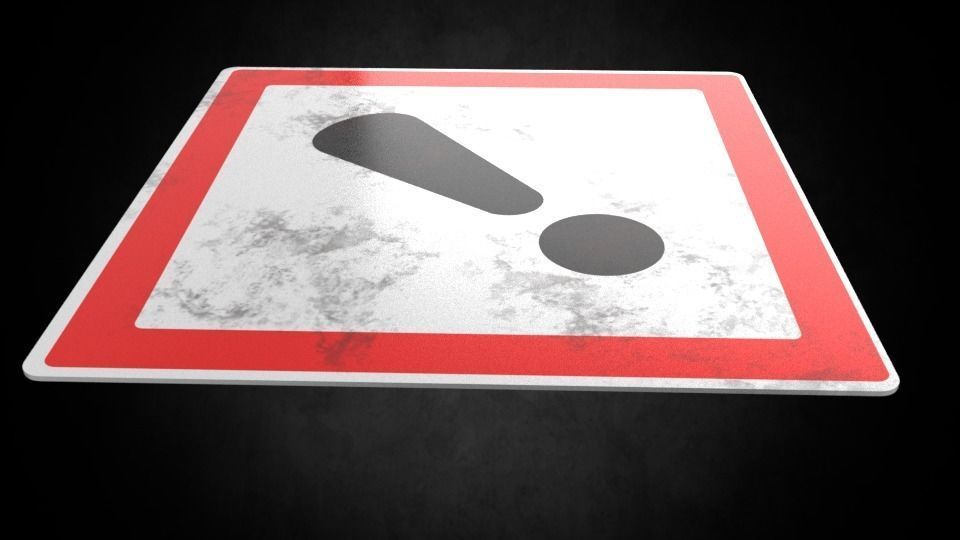 Warning symbol Low-poly 3D model_3