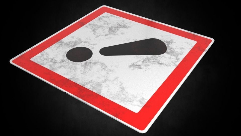 Warning symbol Low-poly 3D model_6
