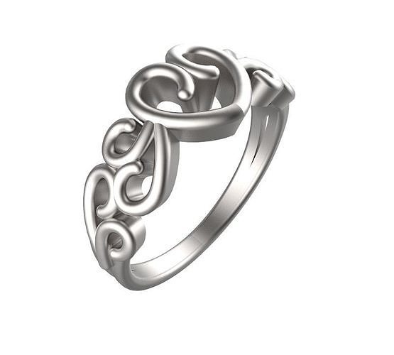 Fine Heart Detail Filigree Ring  3D print model