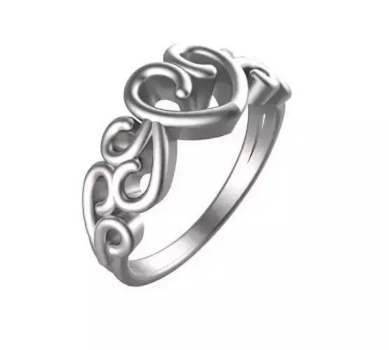 Fine Heart Detail Filigree Ring  3D print model
