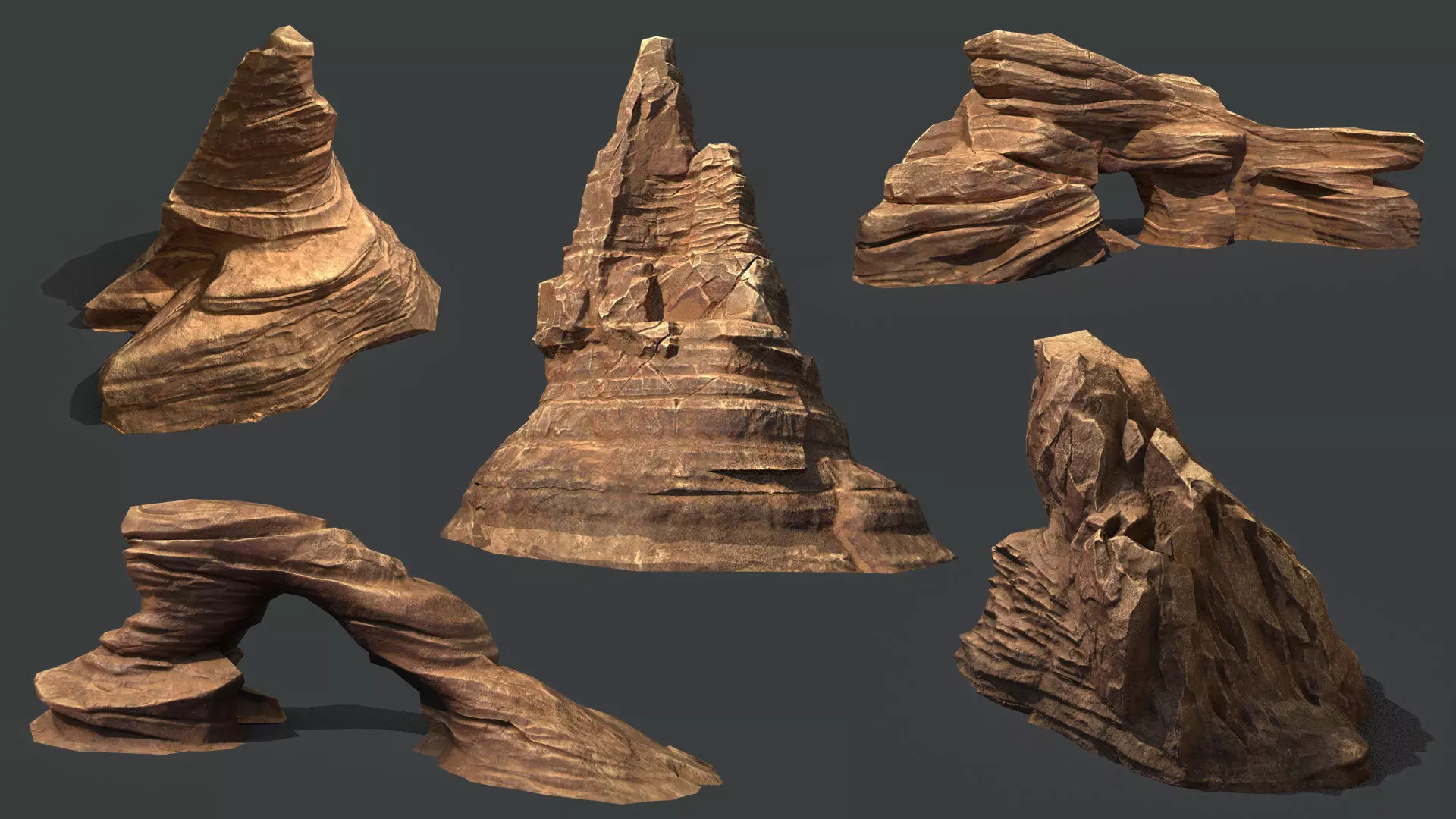 Red Rock Sandstone Pbr Collection Low-poly 3D model_0