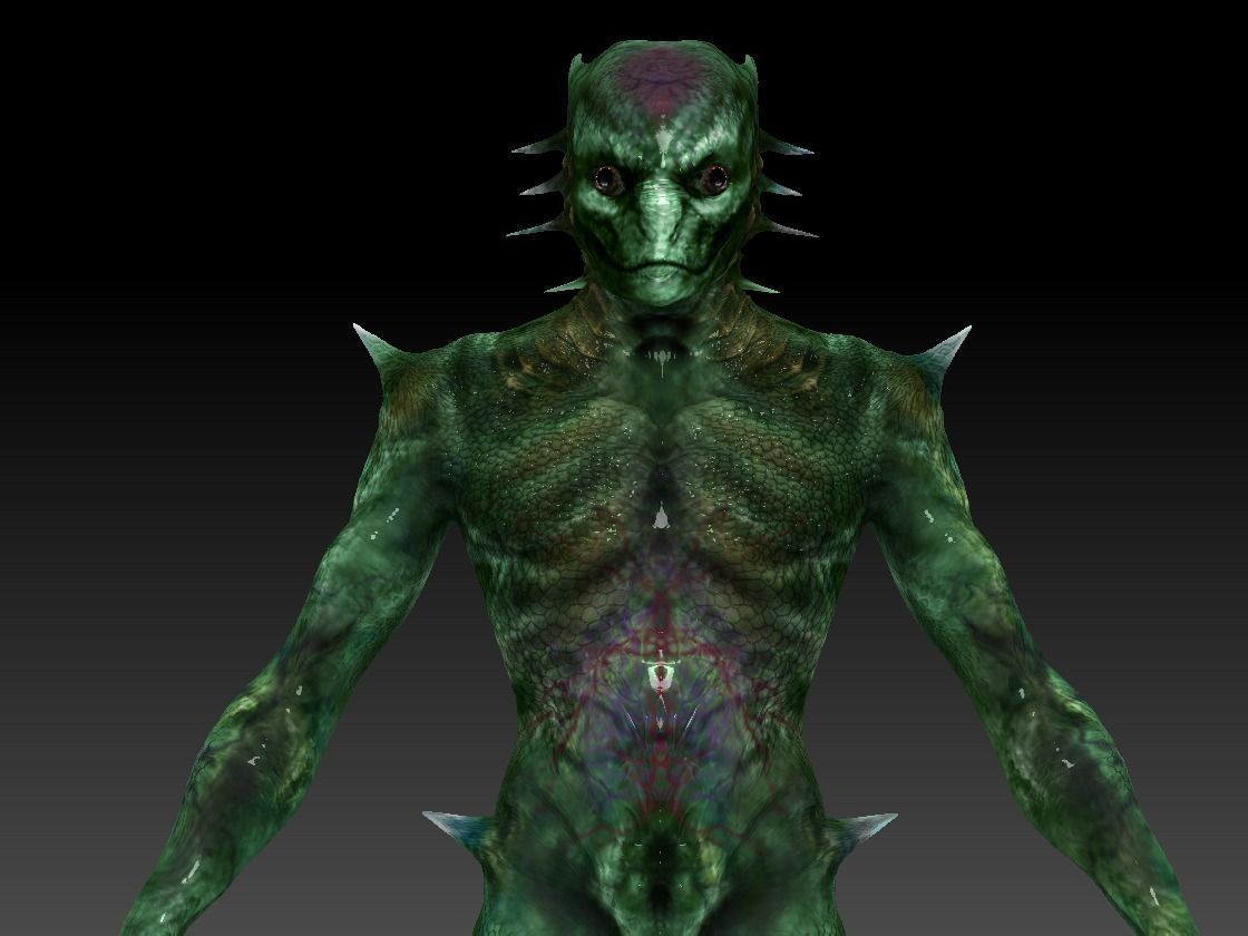 Demon Reptilian Alien Low-poly 3D model_2