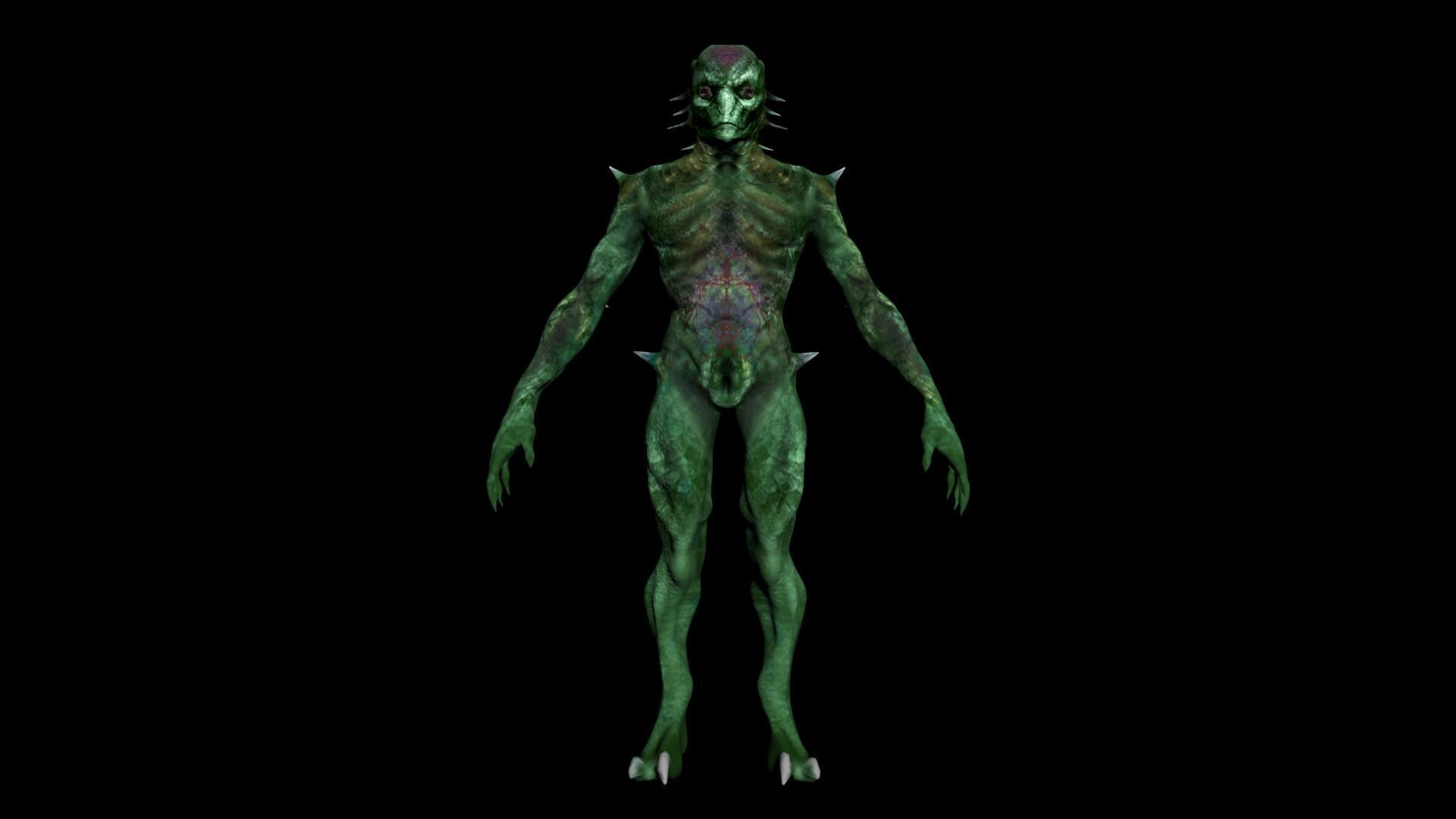 Demon Reptilian Alien Low-poly 3D model_13