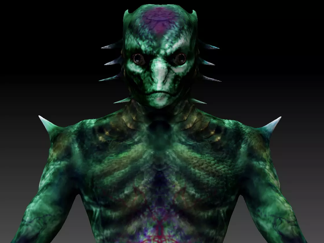 Demon Reptilian Alien Low-poly 3D model_0