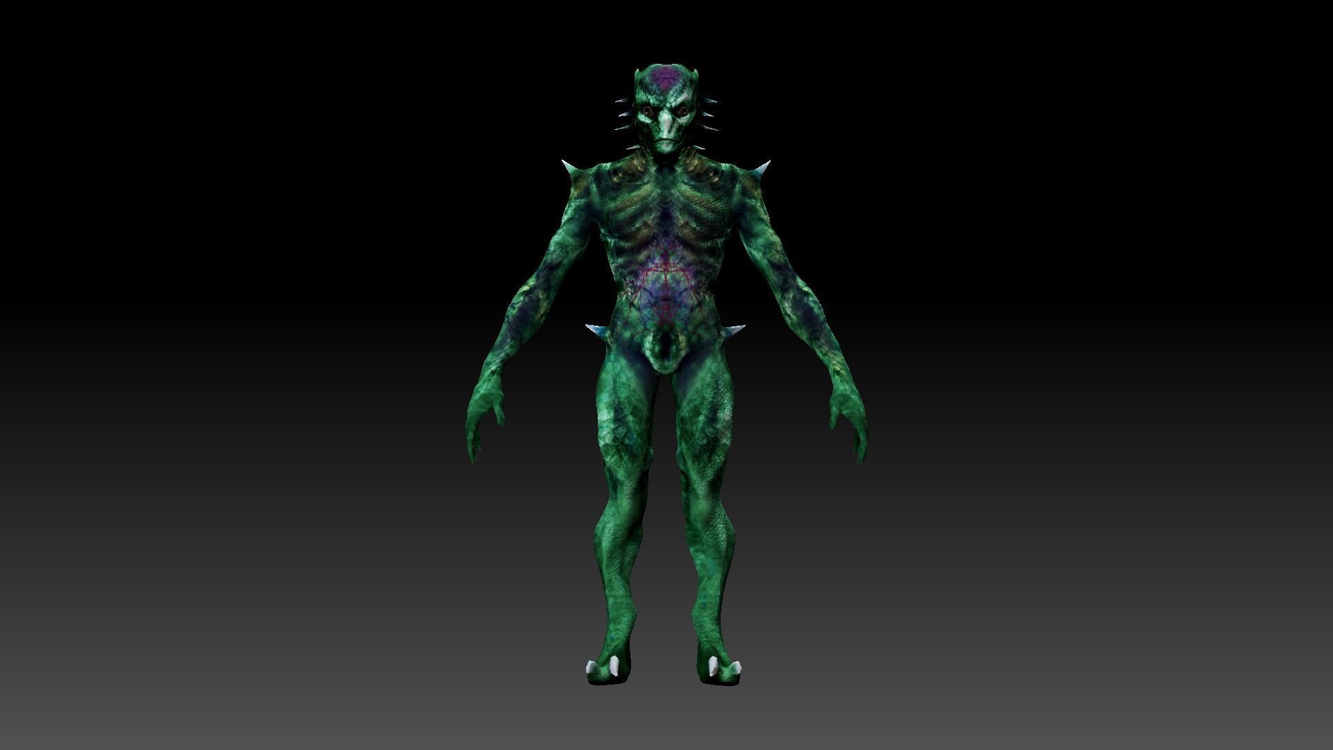 Demon Reptilian Alien Low-poly 3D model_12