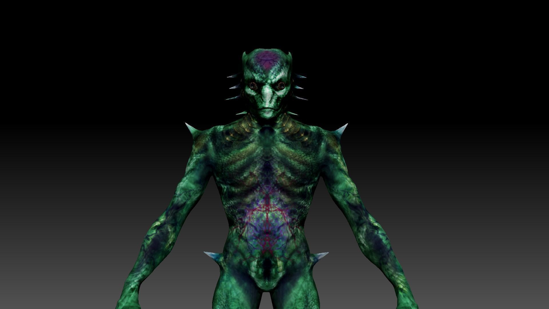 Demon Reptilian Alien Low-poly 3D model_15