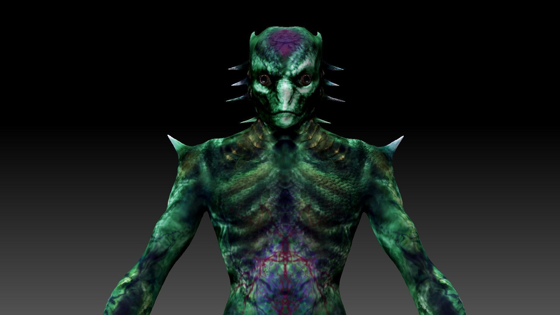 Demon Reptilian Alien Low-poly 3D model_5