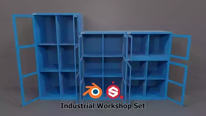 Industrial Workshop Basic Cabinets Windows PBR
