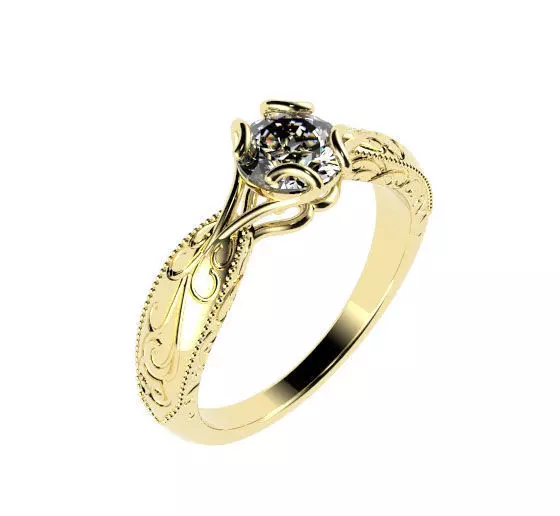Designer Solitaire Ring 3D print model