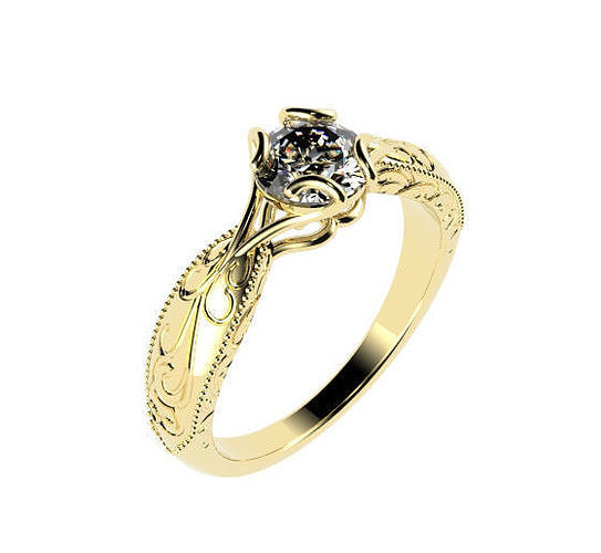 Designer Solitaire Ring  3D print model