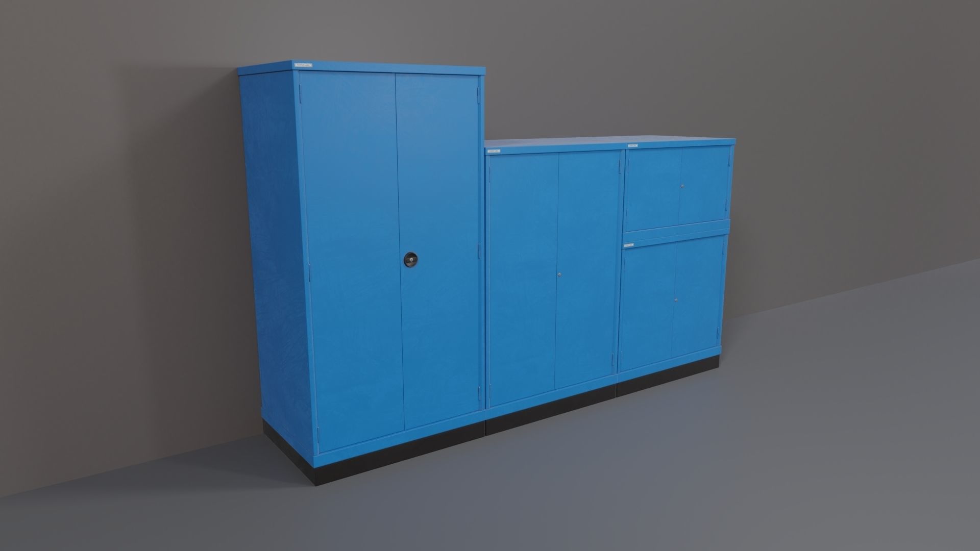 Industrial Workshop Bumped Cabinets Solid PBR Low-poly 3D model_1