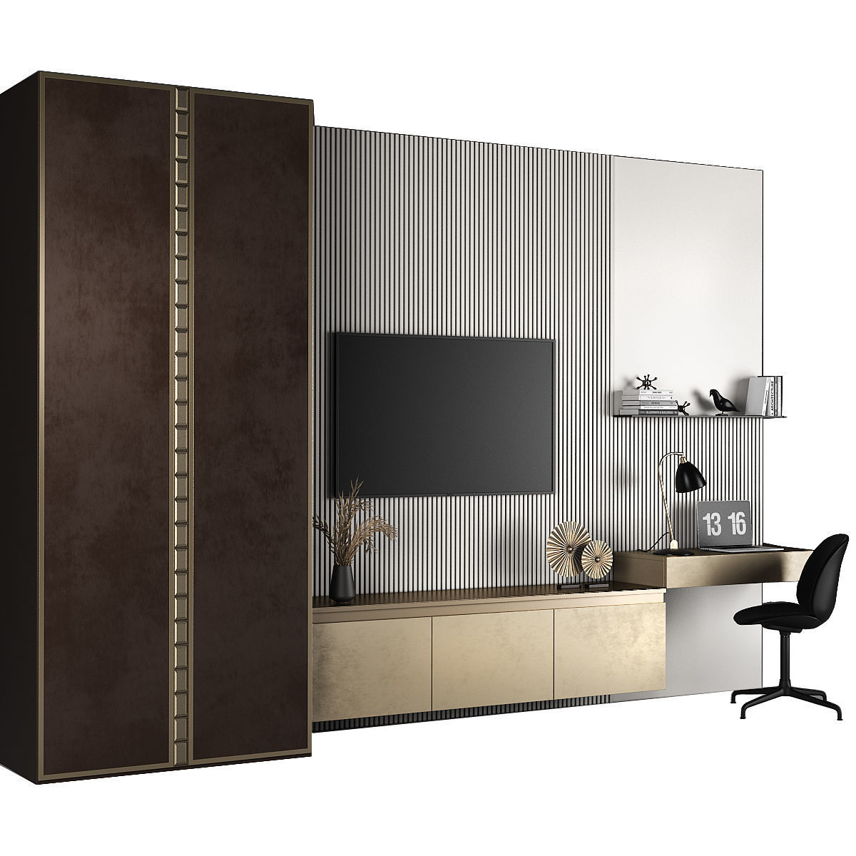 TV stand and workplace 80 3D model_1