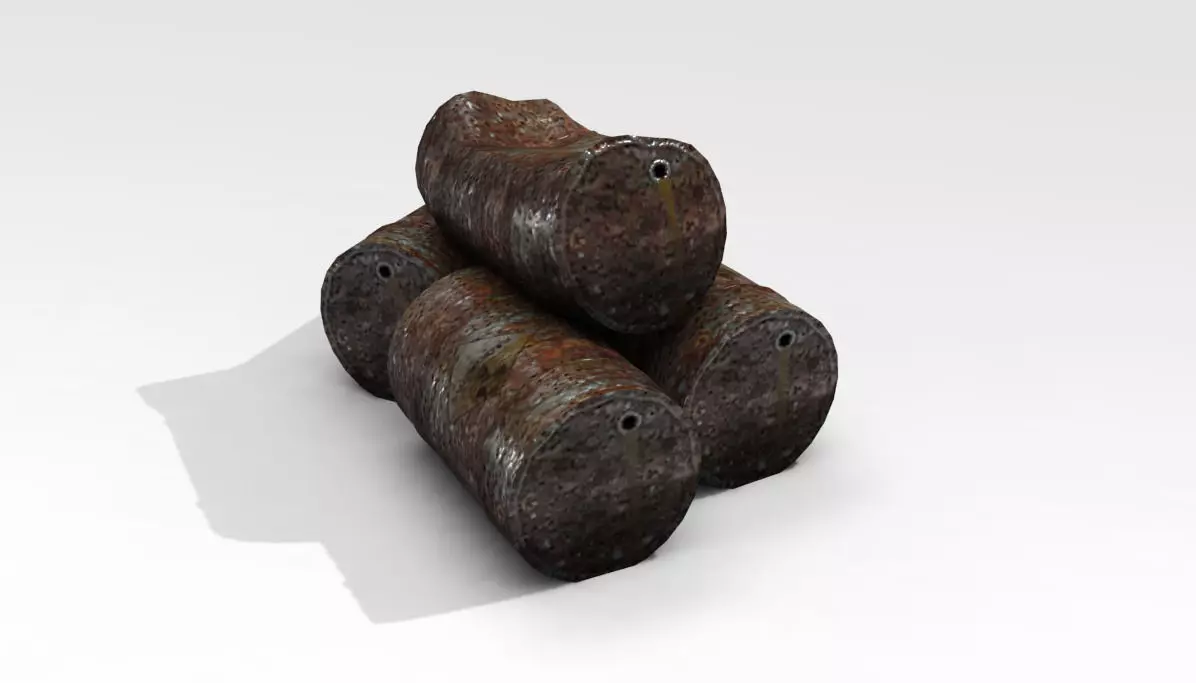 Barrels three rusty Free low-poly 3D model