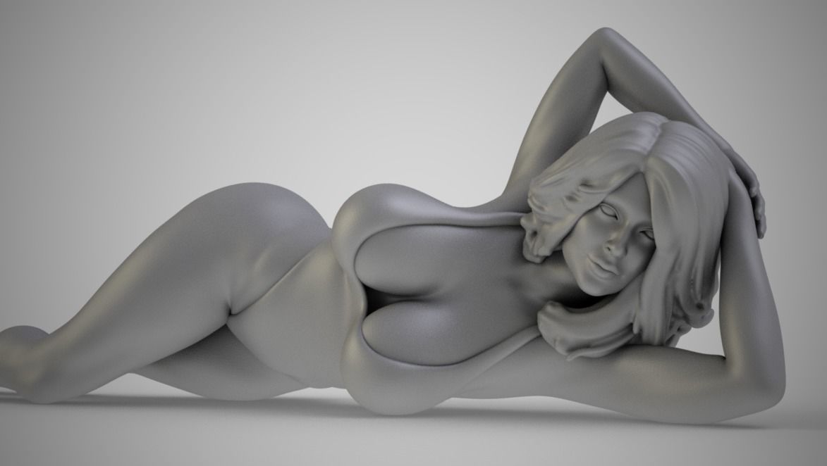 Woman Lying Down 3D print model_2