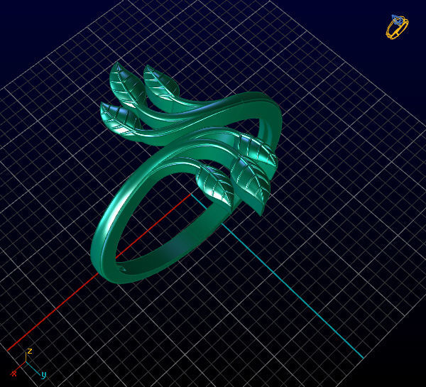 leaf rings 3D print model_3