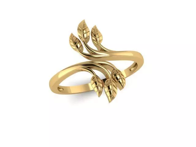 leaf rings 3D print model_0