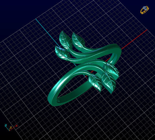 leaf rings 3D print model_2