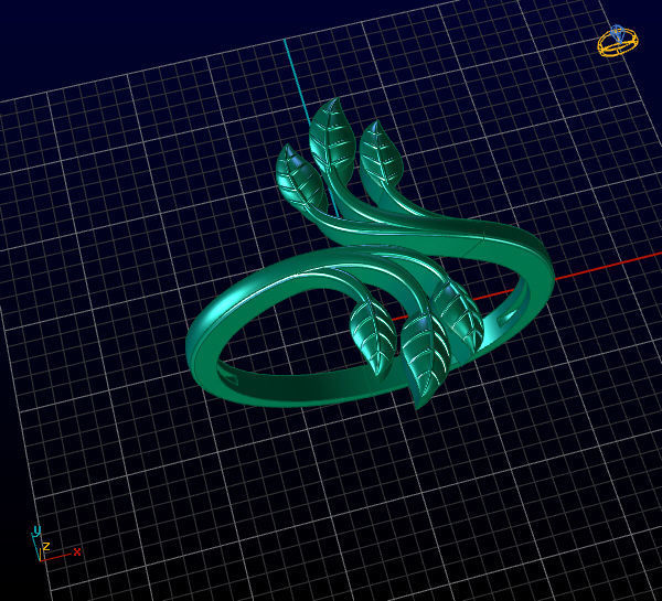 leaf rings 3D print model_1