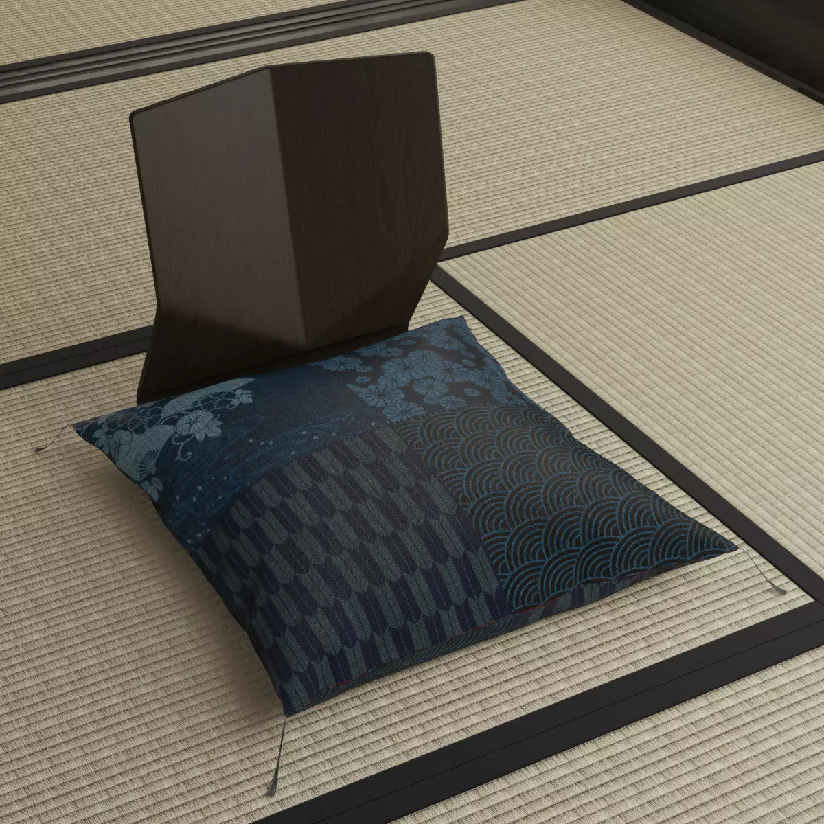 Japanese sitting cushion and seat chair 3D model_0