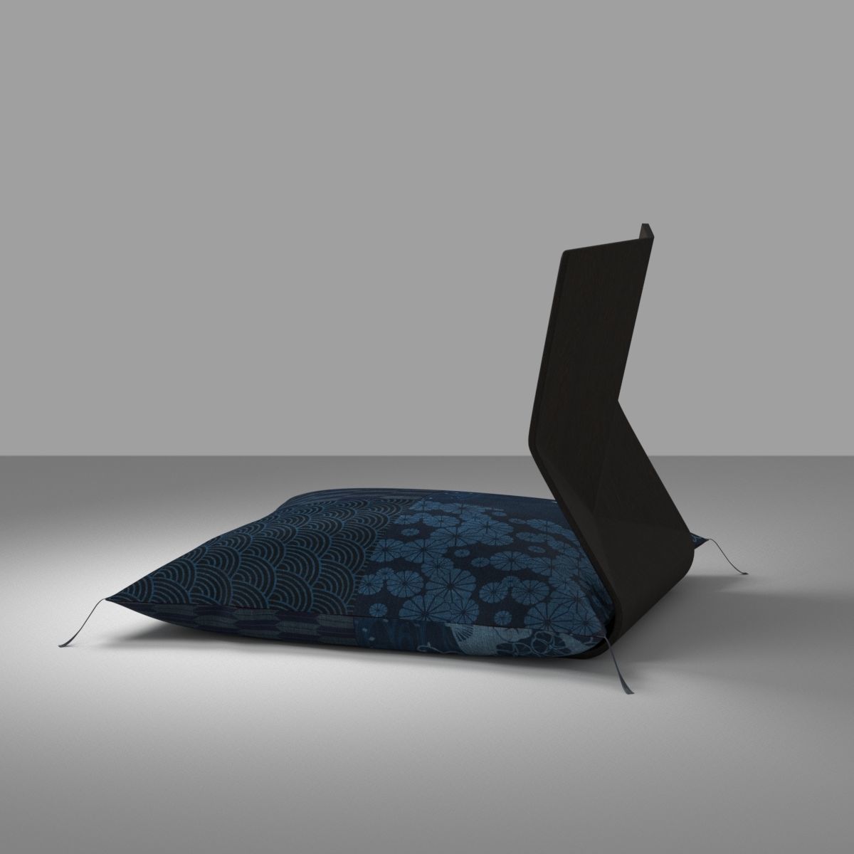 Japanese sitting cushion and seat chair 3D model_4