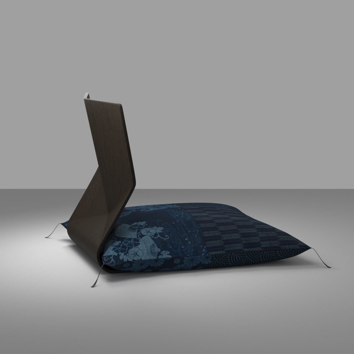 Japanese sitting cushion and seat chair 3D model_8