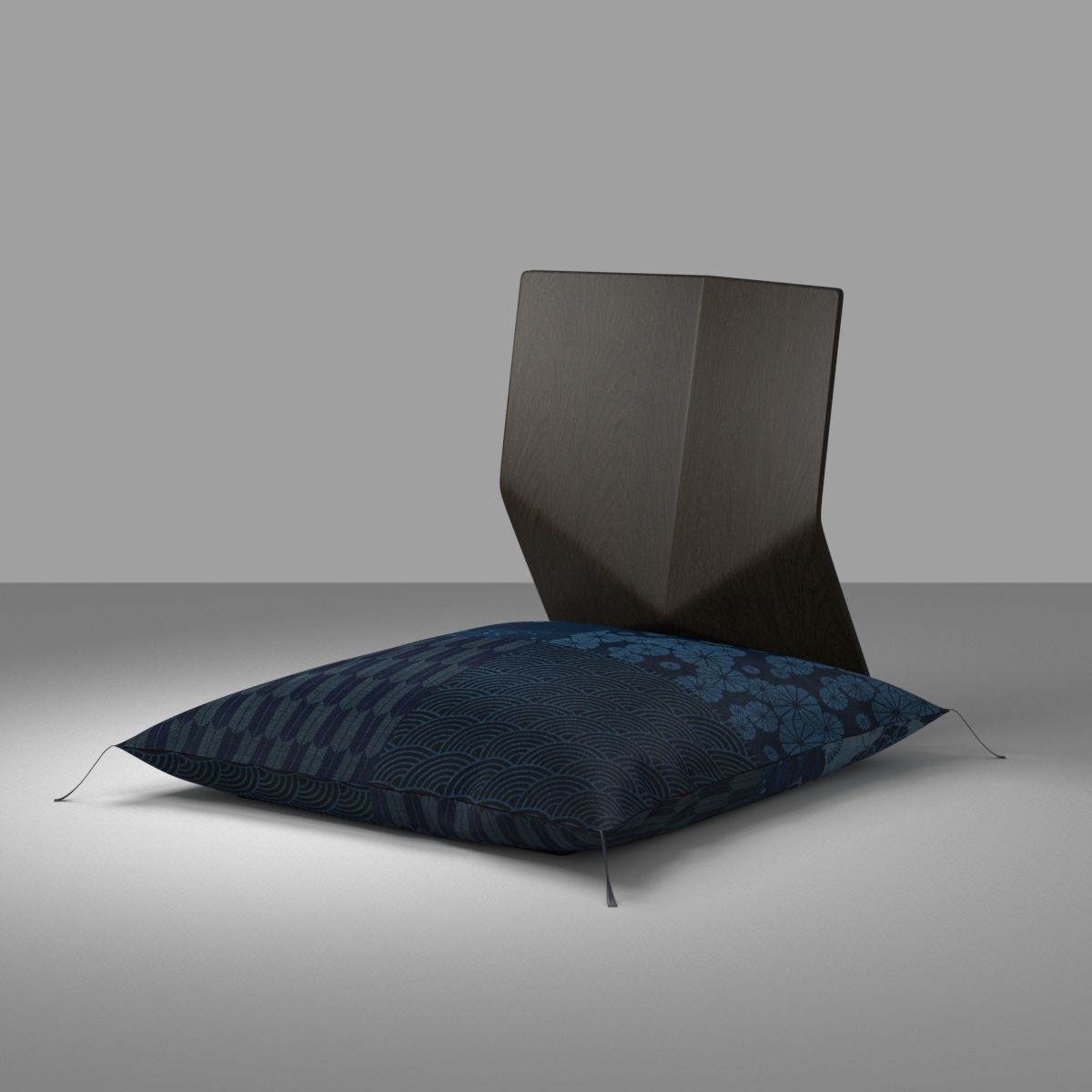 Japanese sitting cushion and seat chair 3D model_2