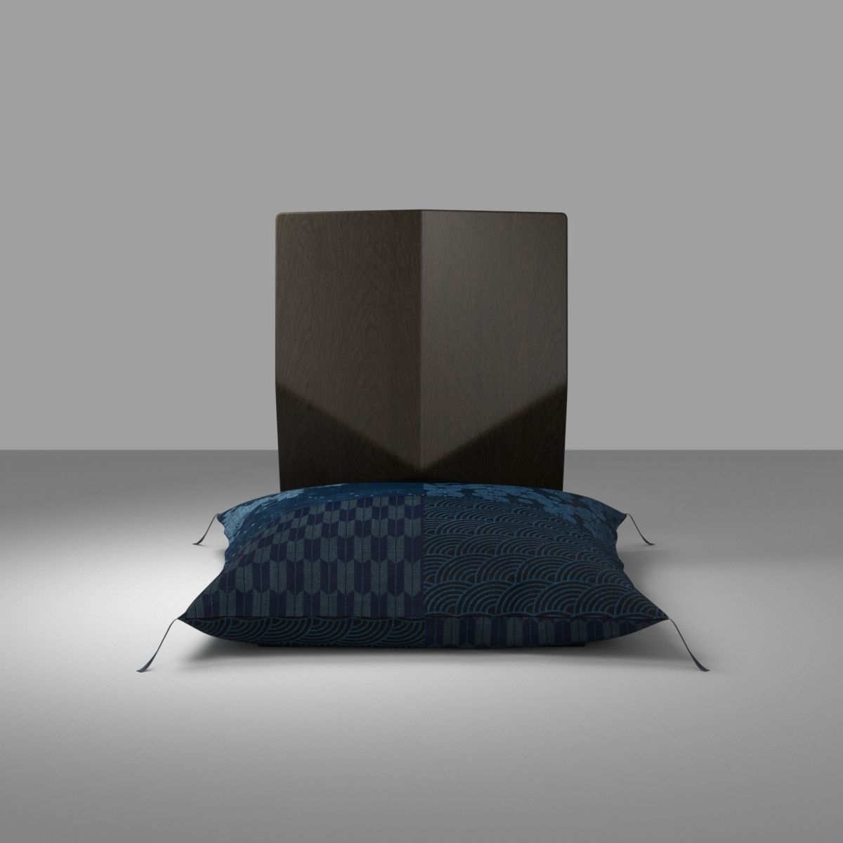 Japanese sitting cushion and seat chair 3D model_1
