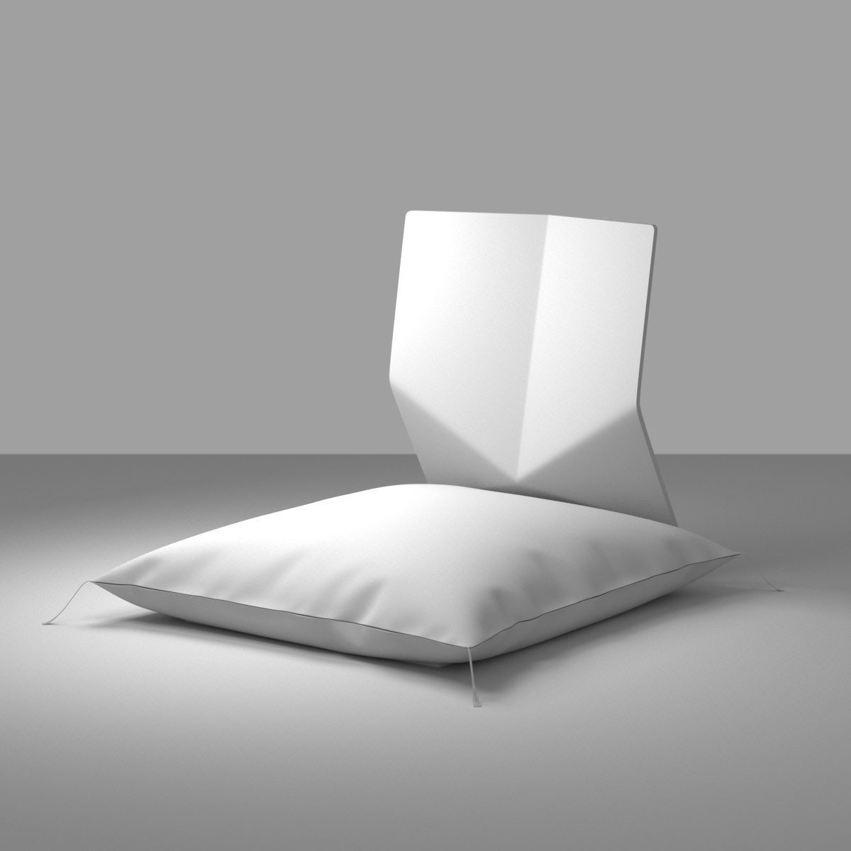 Japanese sitting cushion and seat chair 3D model_11