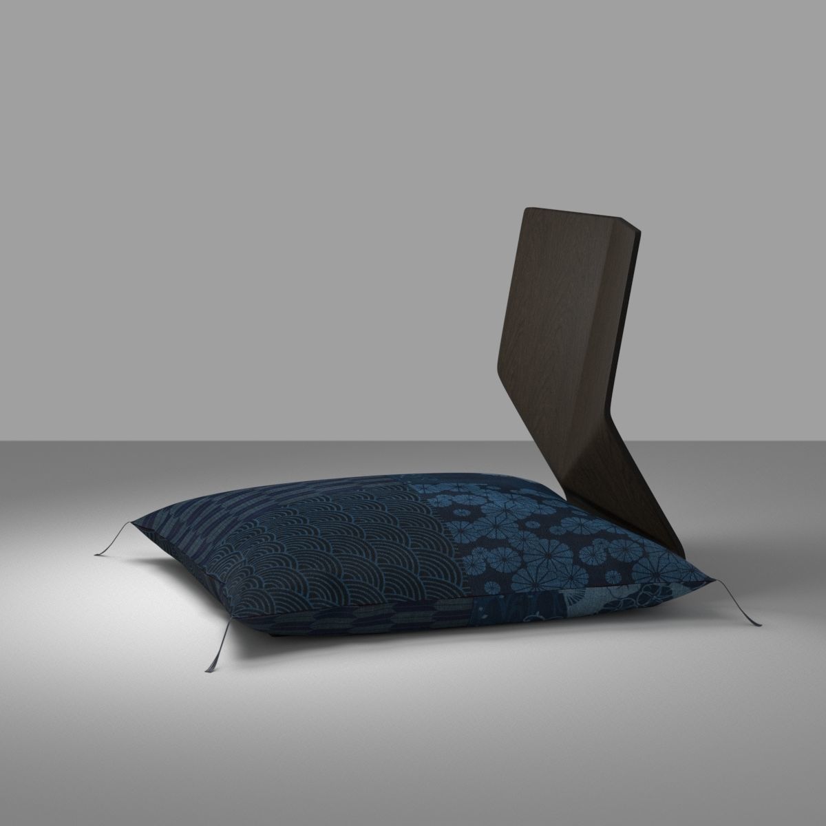 Japanese sitting cushion and seat chair 3D model_3