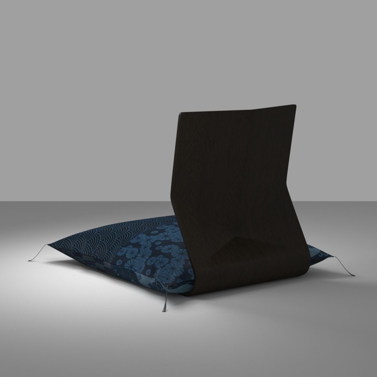Japanese sitting cushion and seat chair 3D model_5