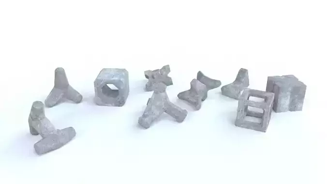 Breakwaters set of concrete sculptures