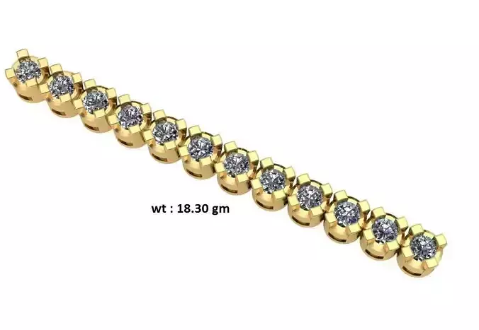 Round diamond Bracelet  3D print model