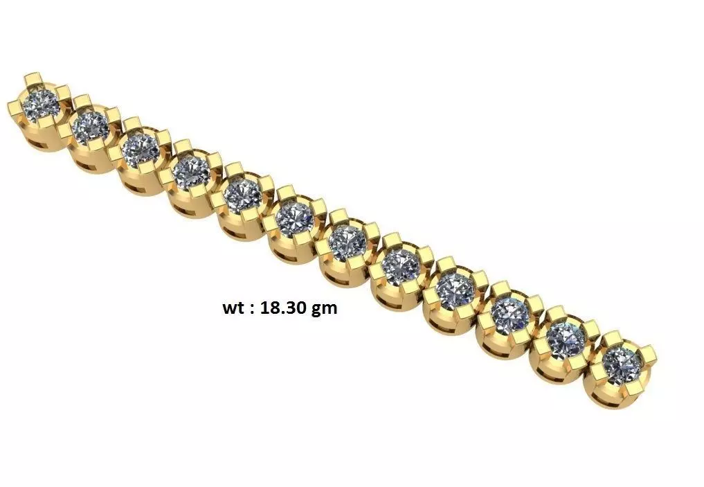 Round diamond Bracelet 3D print model