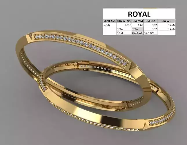 3 Corner Bangle for women with diamonds