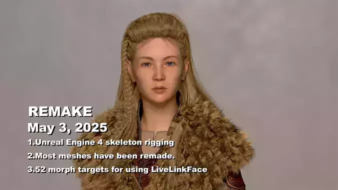 Viking Warrior  Vi Remake  Lowpoly Game ready Low-poly 3D model