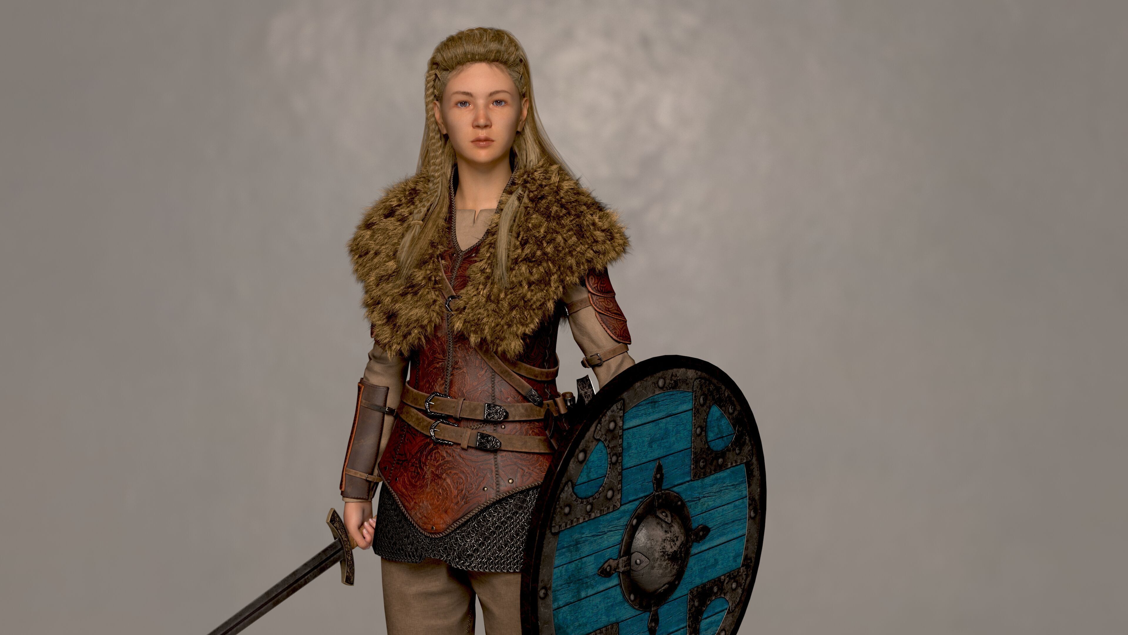 Viking Warrior  Vi Remake  Lowpoly Game ready Low-poly 3D model_8