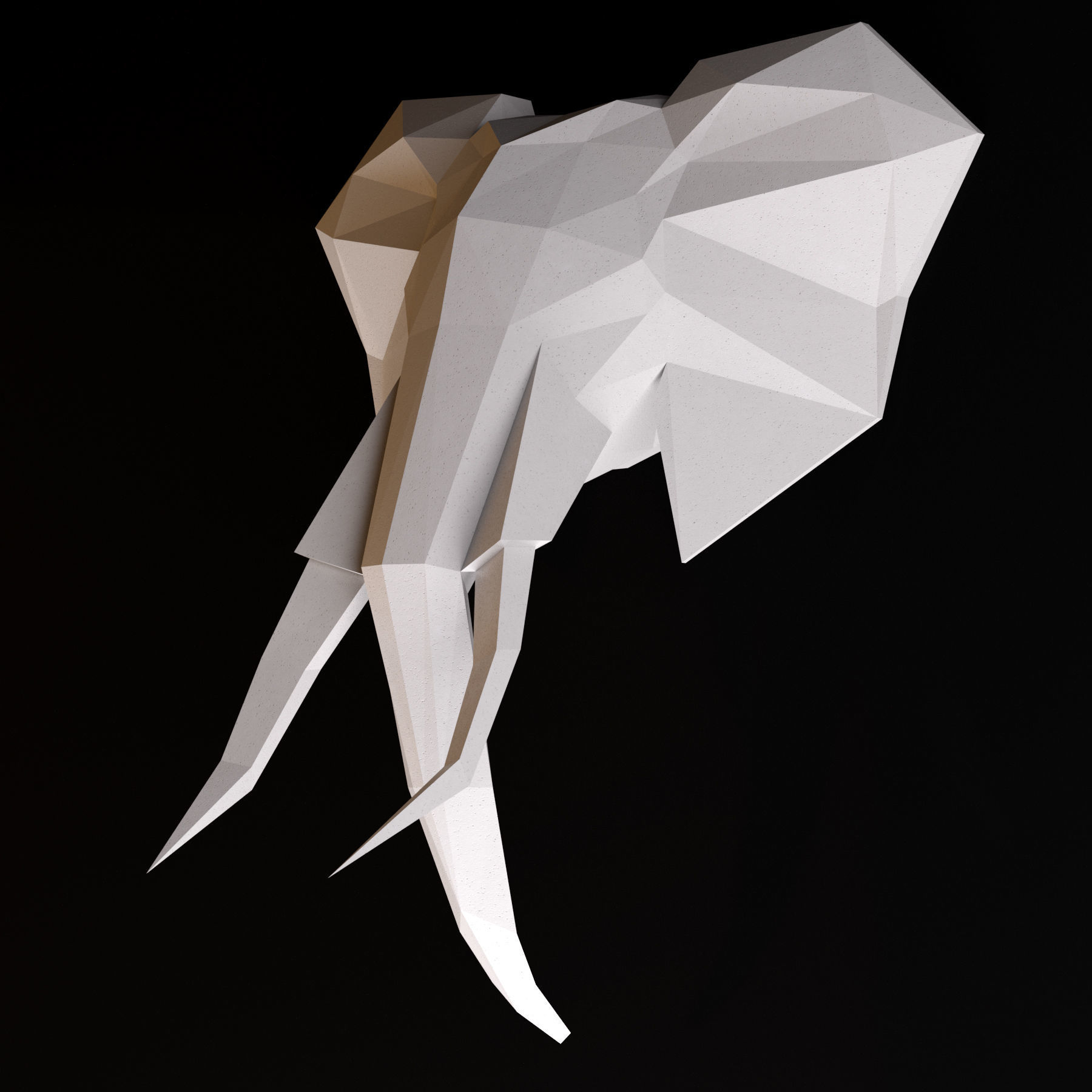 Elephant head low poly 3D model_7