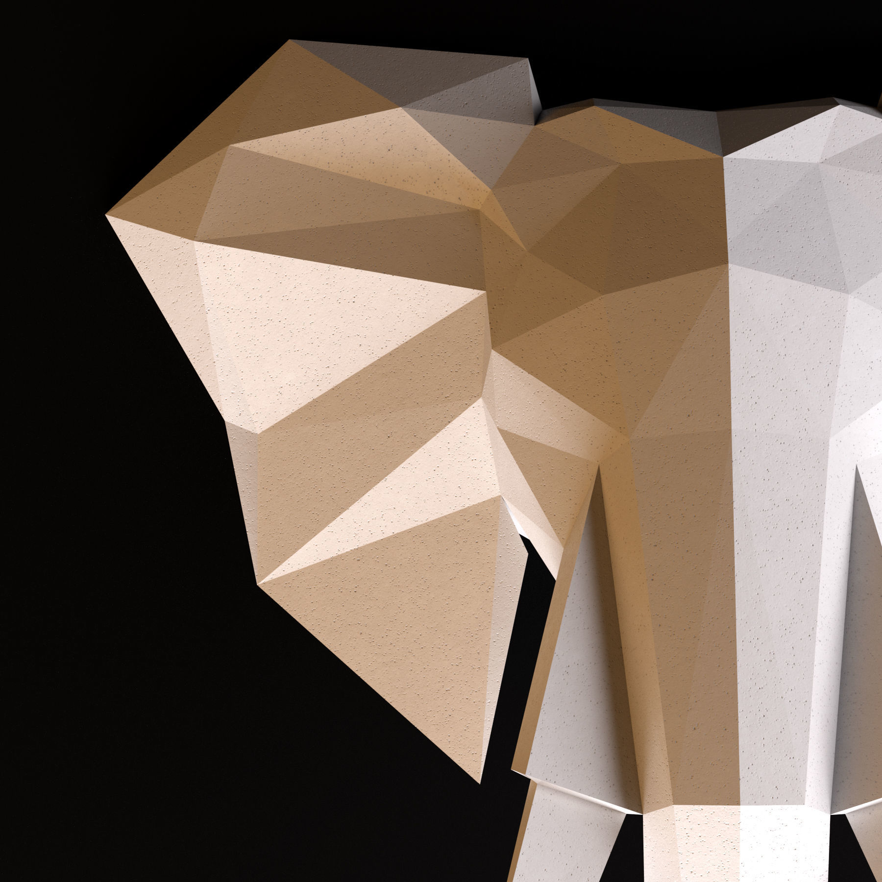 Elephant head low poly 3D model_4
