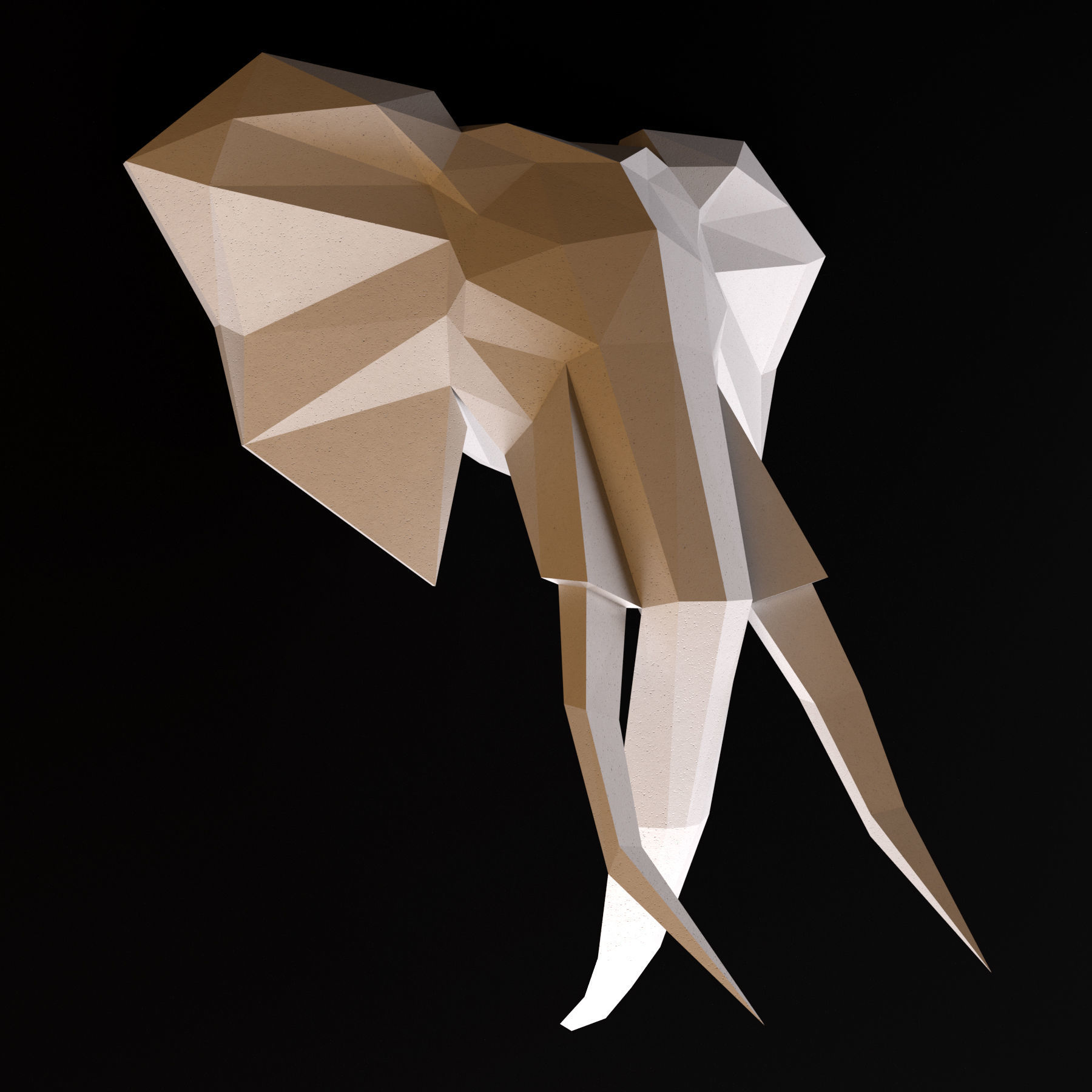 Elephant head low poly 3D model_2