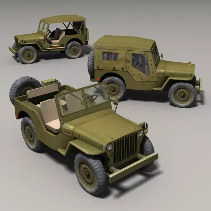 Willys Jeep Low-poly 3D model_0